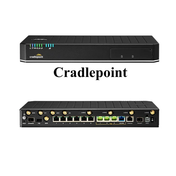 Front and rear views of a representative Paysafe-managed Cradlepoint appliance