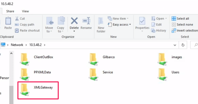 Passport folders with XMLGateway highlighted