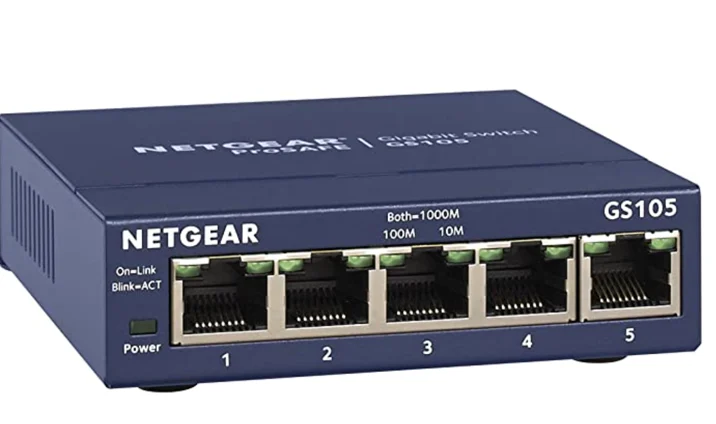 Representative unmanaged five-port Ethernet switch